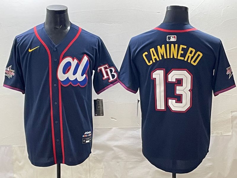 Men 2025 Tampa Bay Rays #13 Caminero Drak Blue All star Nike MLB Jersey style 01